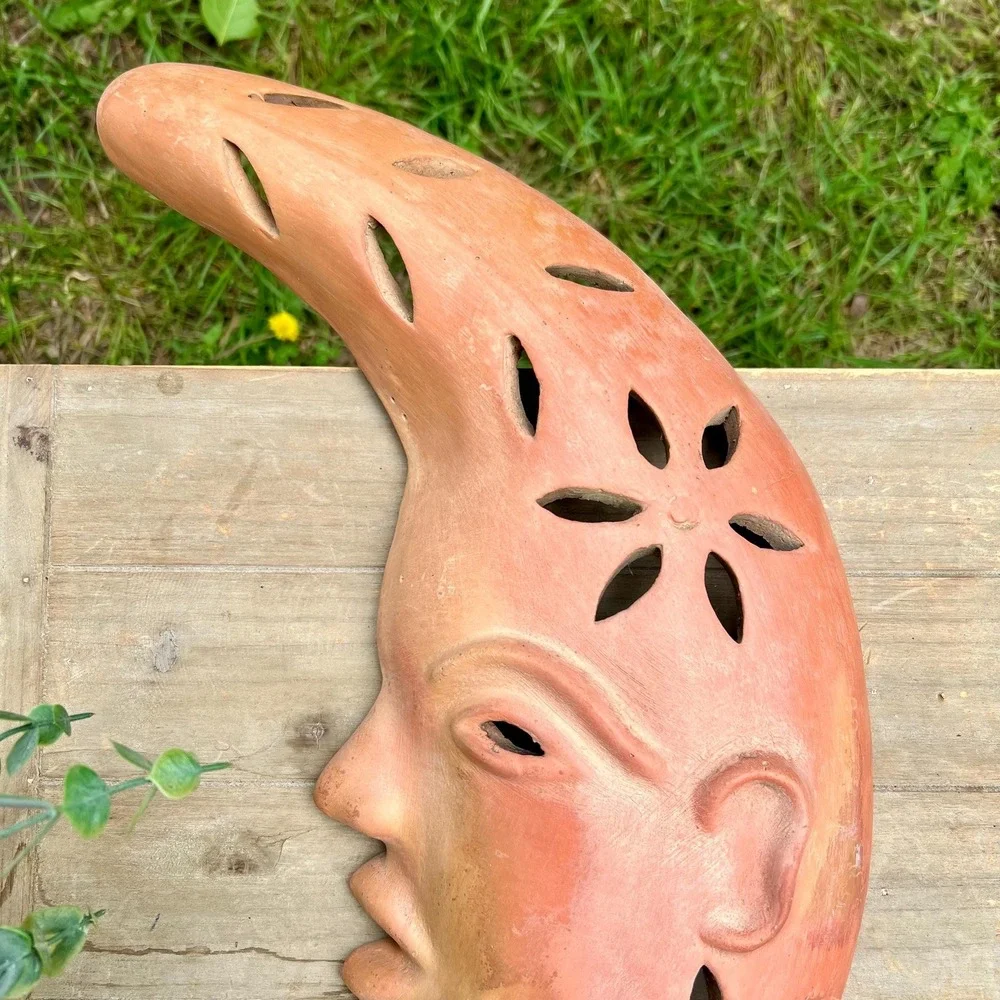 Vintage Terracotta Italian Moon Wall Decor